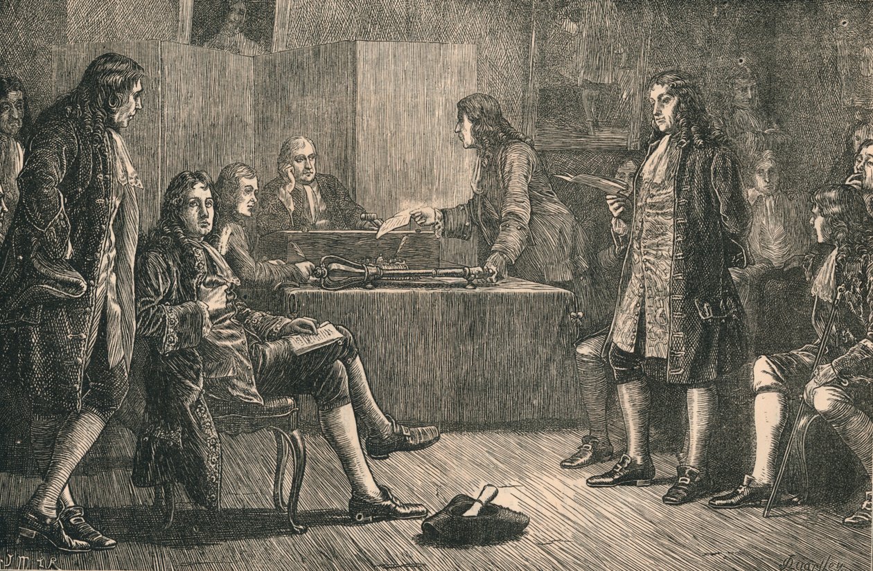 A Royal Society ülése a Crane Courtban, a Fleet Street-en, Londonban, 18. század, 1880. alkotó: Unbekannt