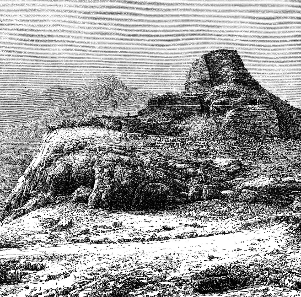 Egy lerombolt sztúpa a Khyber-hágóban, Pakisztán,Afhanisztán, 1895 alkotó: Unbekannt