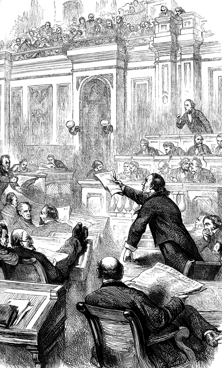 Jelenet az Egyesült Államok Képviselőházában, Washington DC, USA, 1860-as évek, 1880 alkotó: Unbekannt