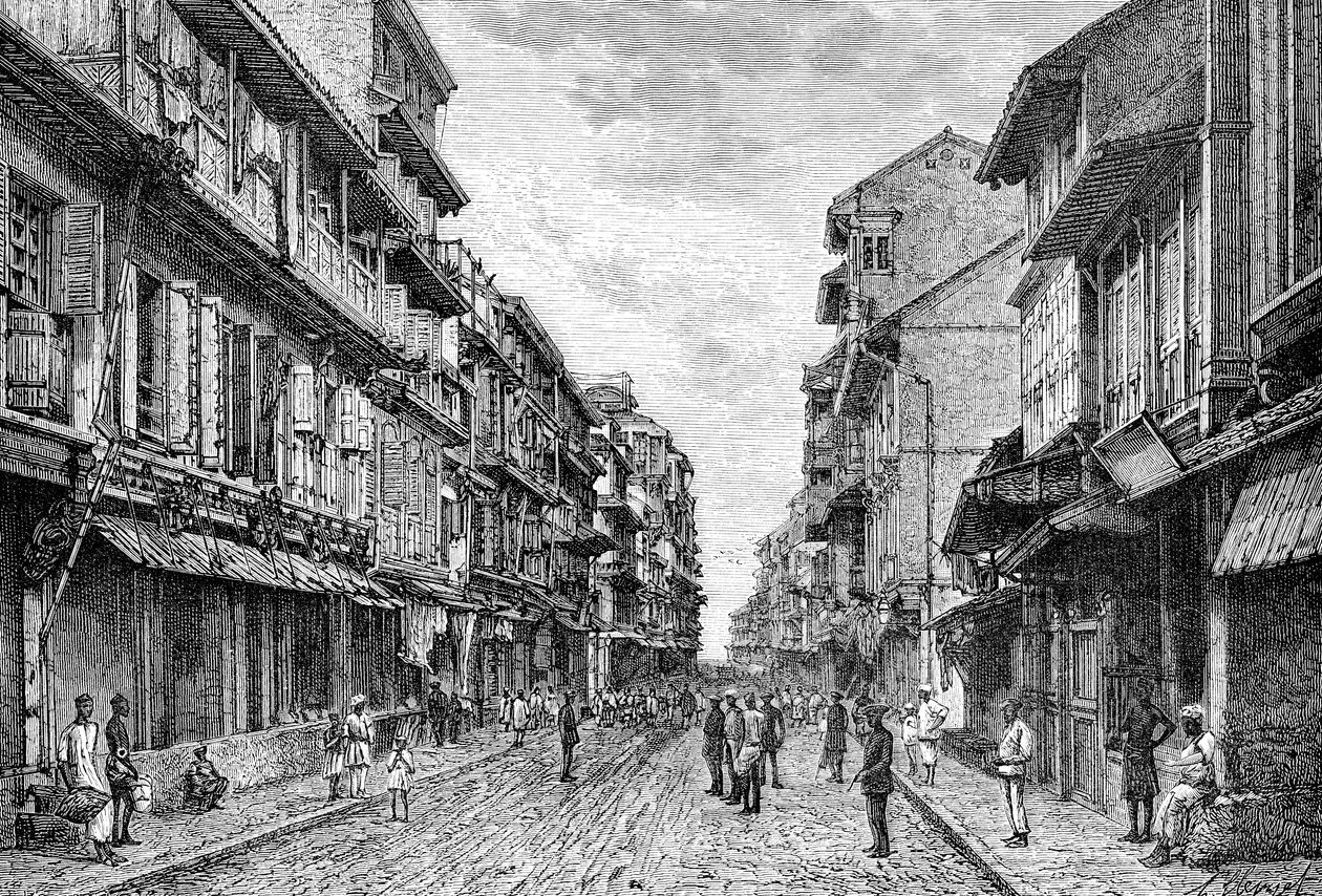 Egy utca Bombayben, Indiában, 1895 alkotó: Unbekannt