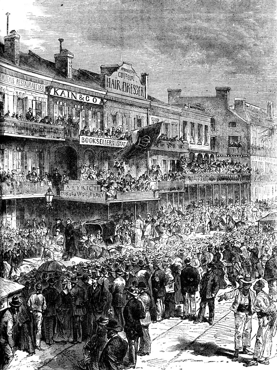 Egy utca New Orleansban a választás napján, 1860 c1880 alkotó: Unbekannt