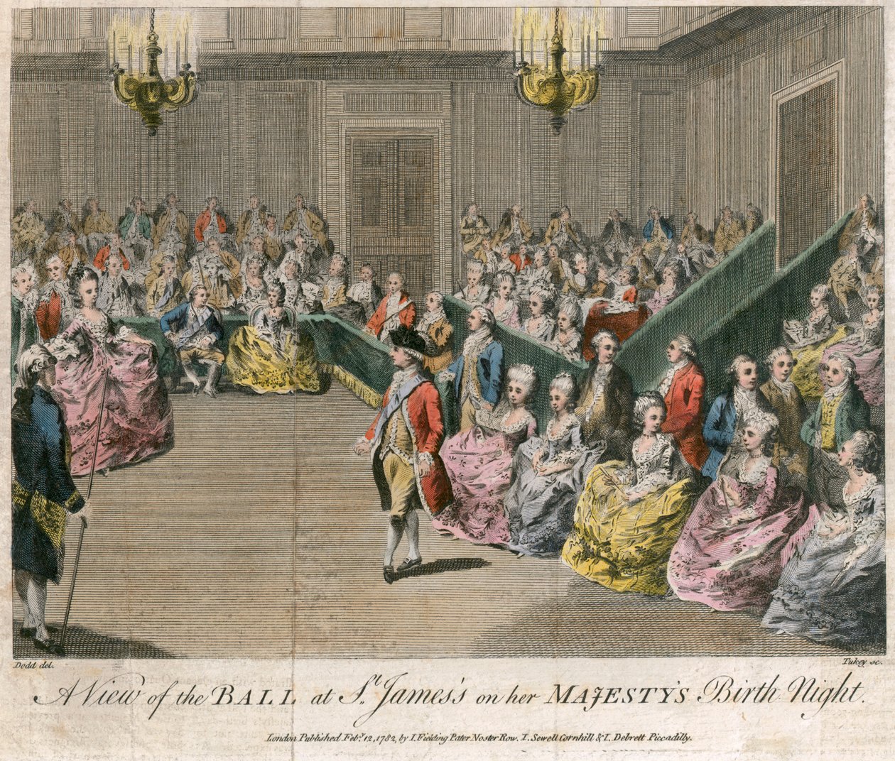 „Kilátás a bálról a St James’s-ben Őfelsége születési éjszakáján”, 1782 alkotó: Unbekannt