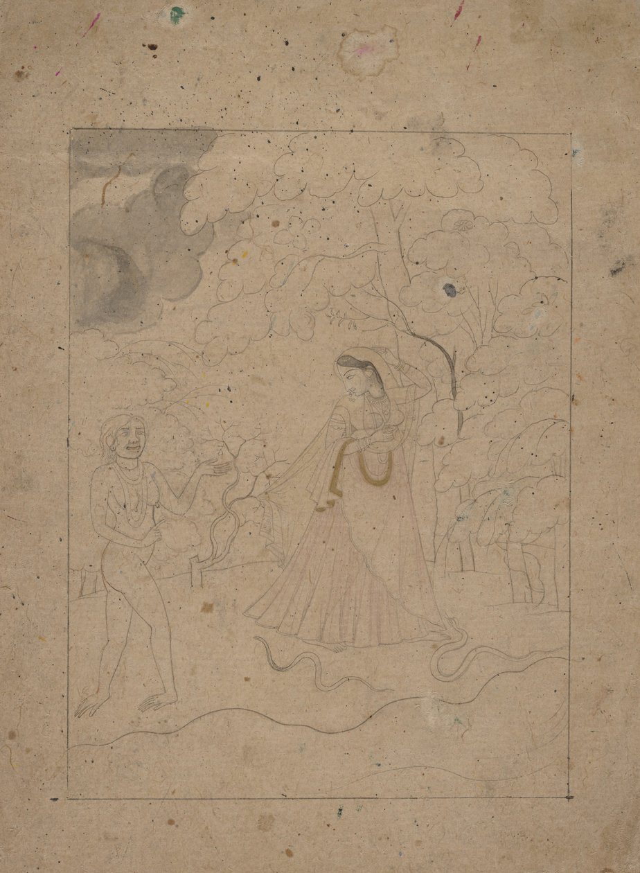 Abhisarika Nayika hősnő Braving the Night, K. 1800. alkotó: Unbekannt