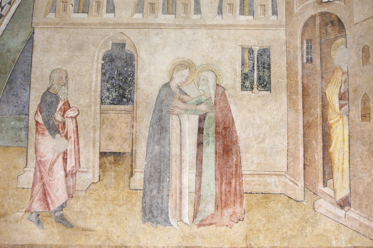 Abondance apátsági templom freskója: a Visitation, Abondance, Franciaország alkotó: Unbekannt