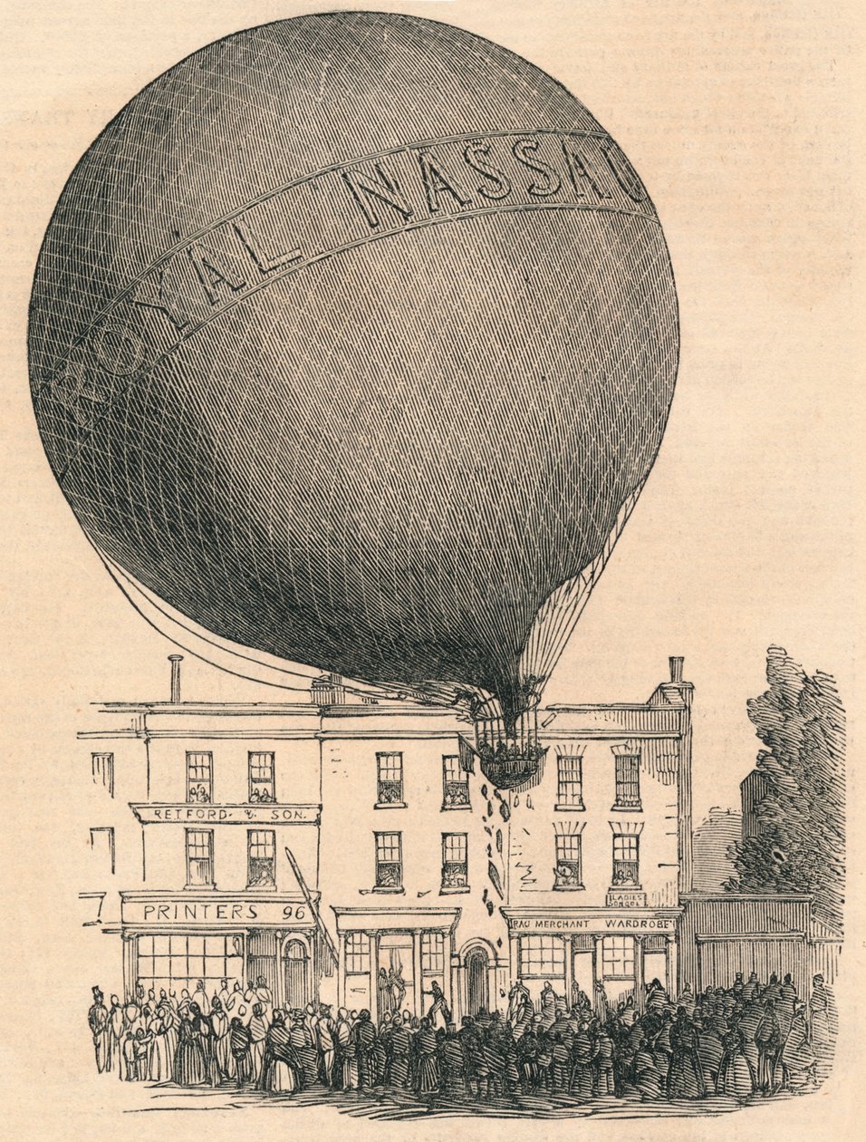 Baleset a Nassau ballonnal a London-Road-on, 1849 szerdán. alkotó: Unbekannt