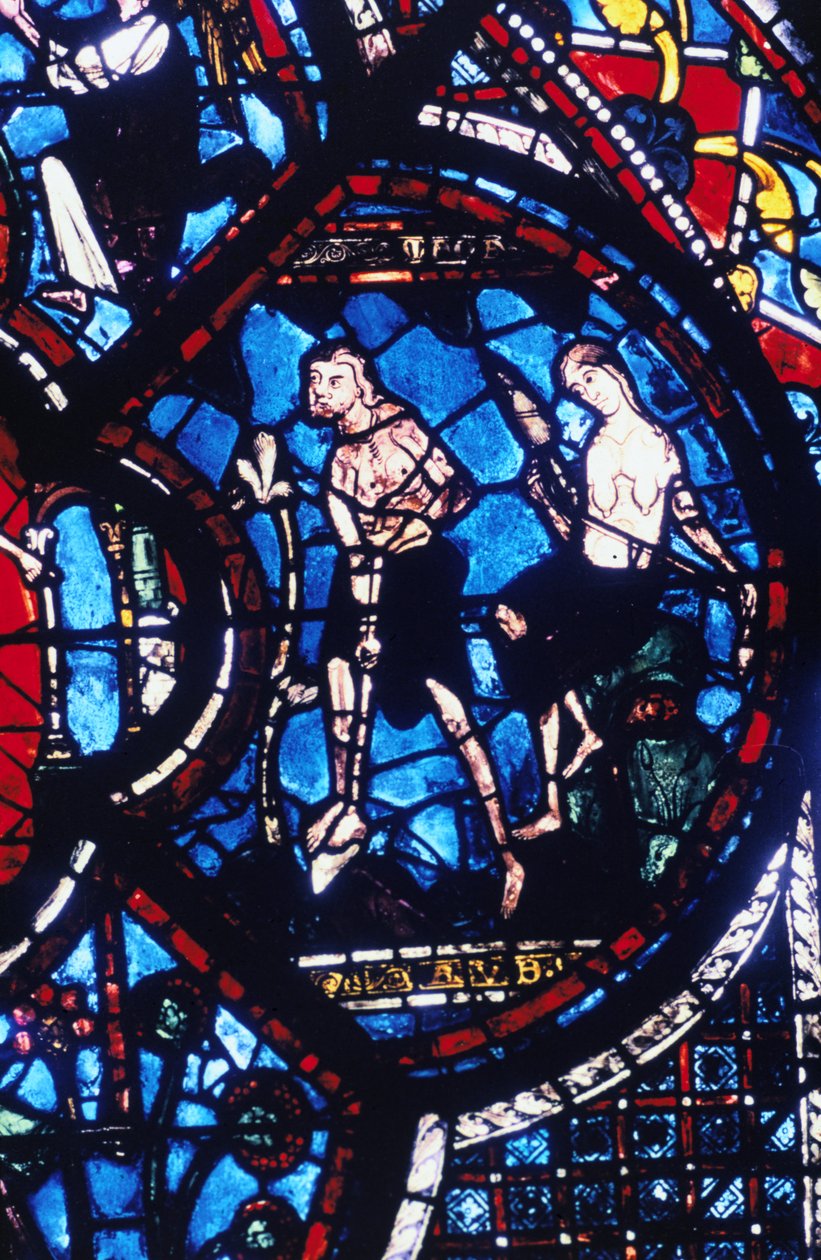 Ádám és Éva, ólomüveg, Chartres-i katedrális, Franciaország, 1205-1215 alkotó: Unbekannt