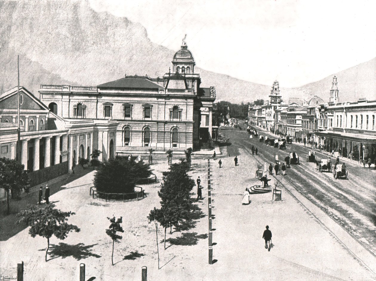Adderley Street, a Commercial Exchange és a Standard Bank, Cape Town, Dél-Afrika, 1895. alkotó: Unbekannt