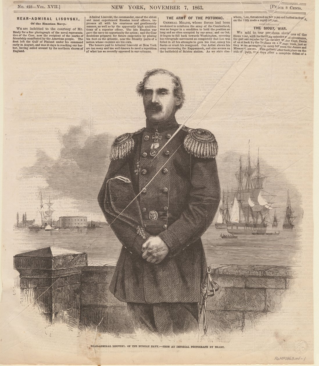 Sztyepan Sztepanovics Leszovszkij admirális 1816-1866 New Yorkban, 1863. alkotó: Unbekannt
