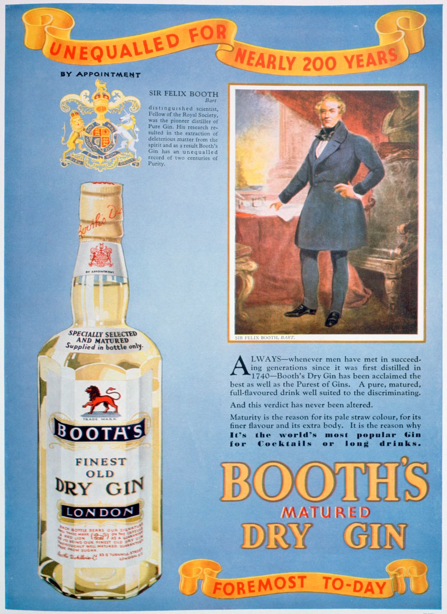 A Booths gin hirdetése, 1935 alkotó: Unbekannt