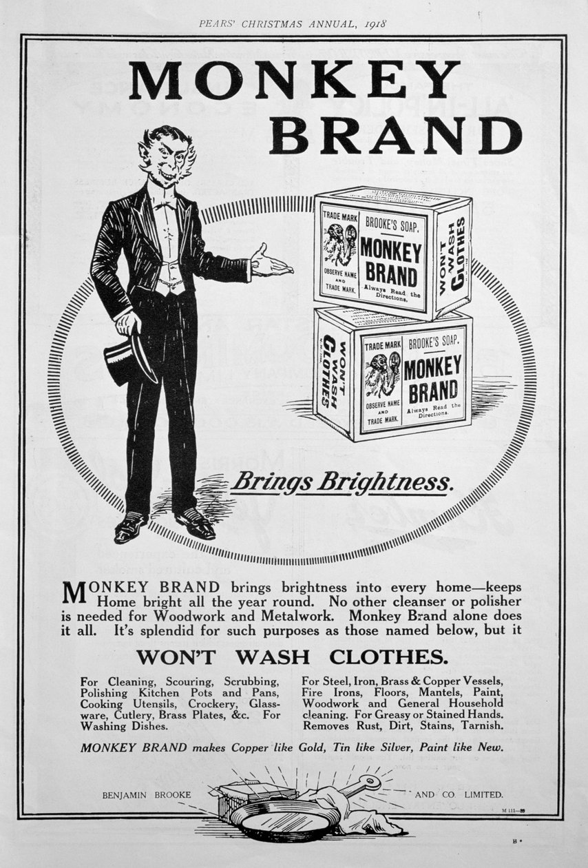 A Brookes Monkey márkájú szappan hirdetése, 1918 alkotó: Unbekannt