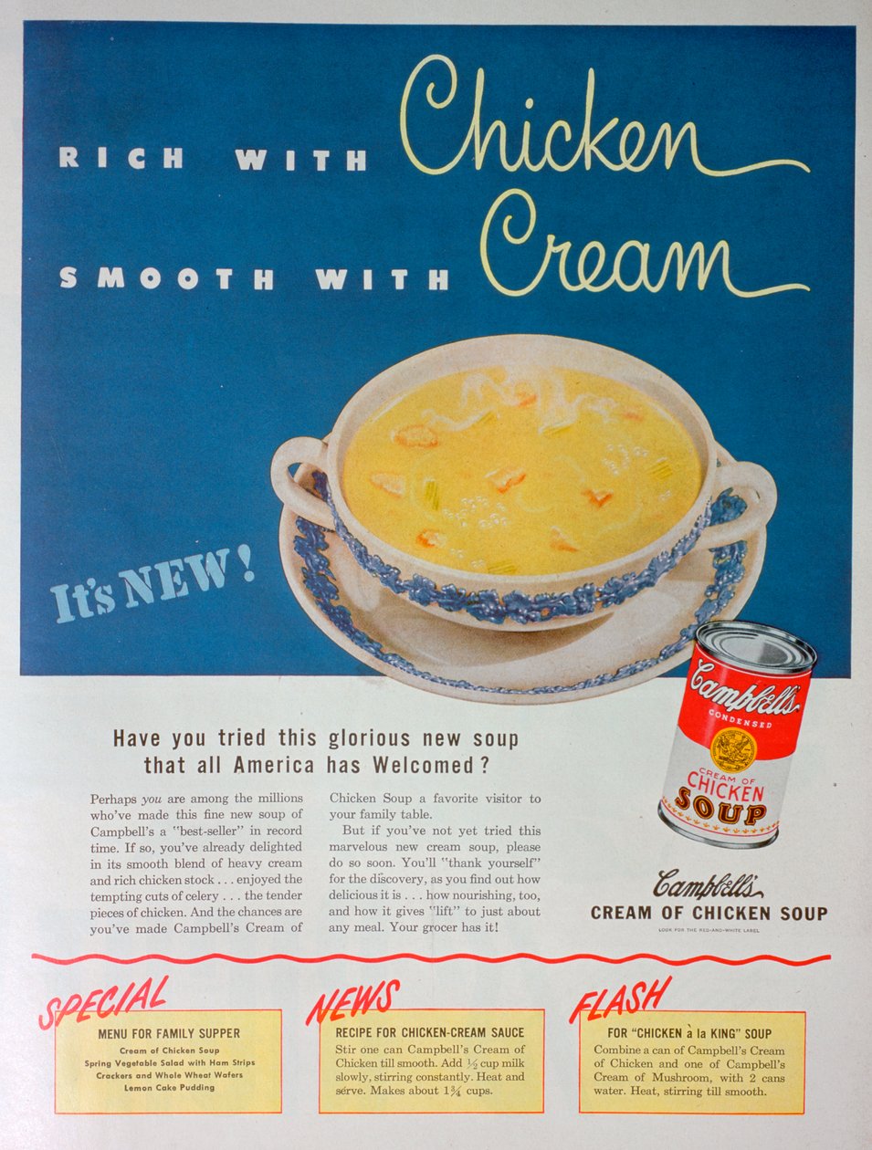 A Campbells sűrített tejszínes csirkehúsleves hirdetése, 1949 alkotó: Unbekannt