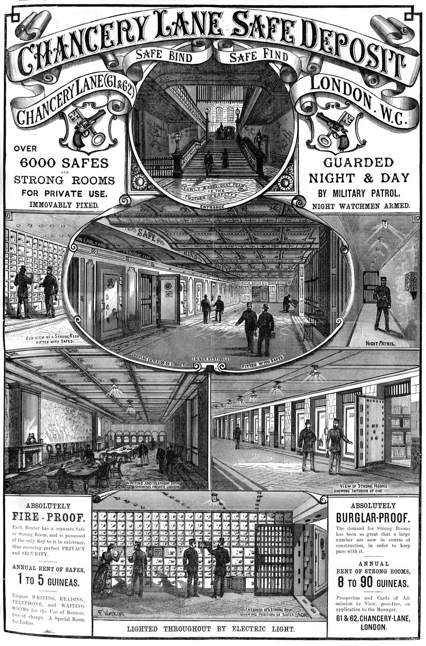 A Chancery Lane széf hirdetése, London, 1887 alkotó: Unbekannt