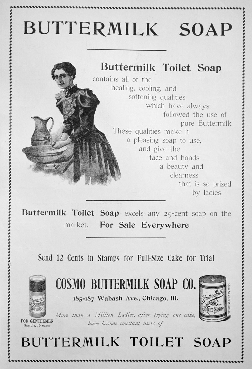 A Cosmo Buttermilk toalettszappan hirdetése, 1894 alkotó: Unbekannt