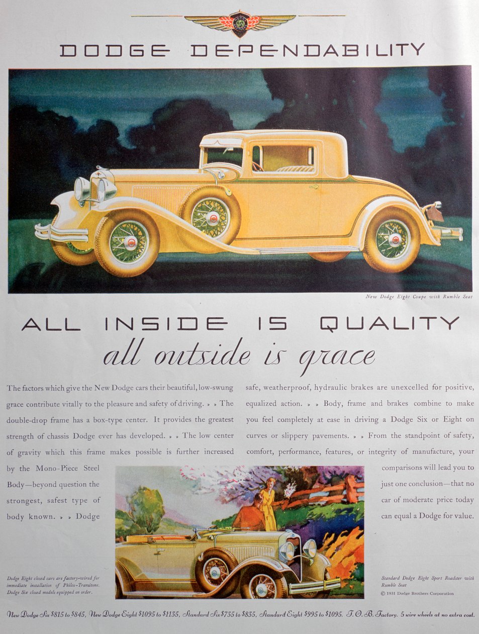 Dodge autók hirdetése, 1931 alkotó: Unbekannt