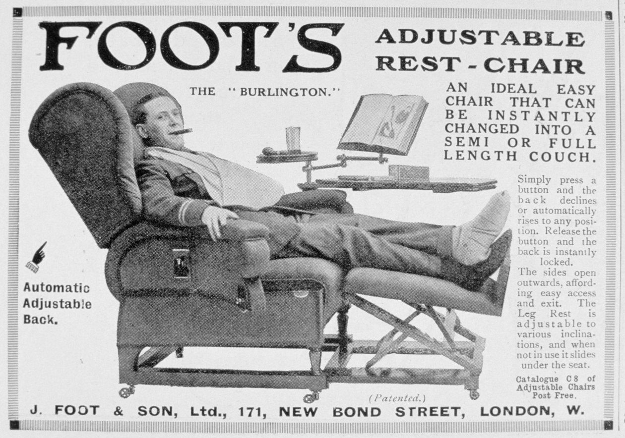 Foots Burlington állítható pihenőszék hirdetése, 1916 alkotó: Unbekannt