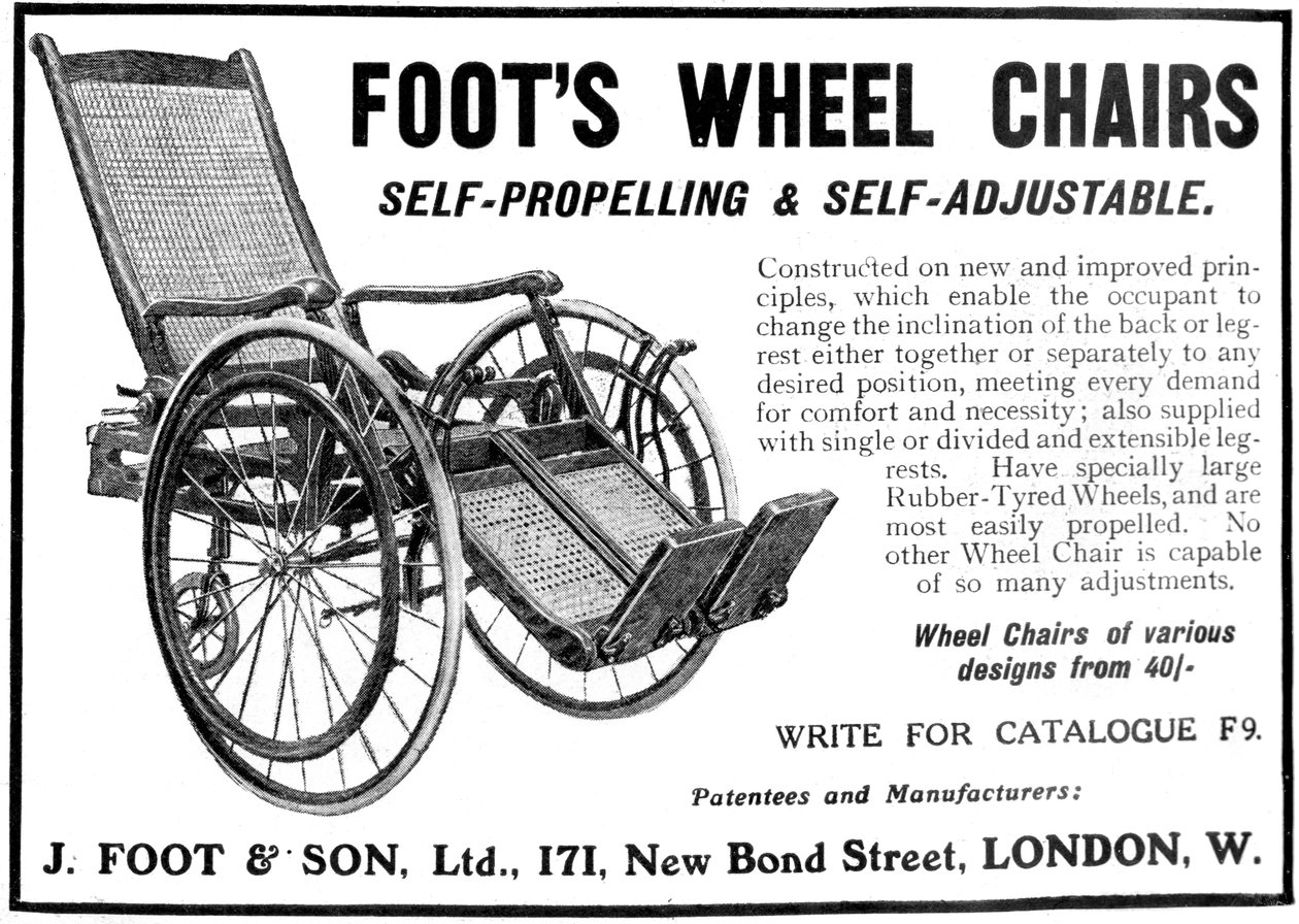 Foots tolószékek hirdetése, 1910 alkotó: Unbekannt