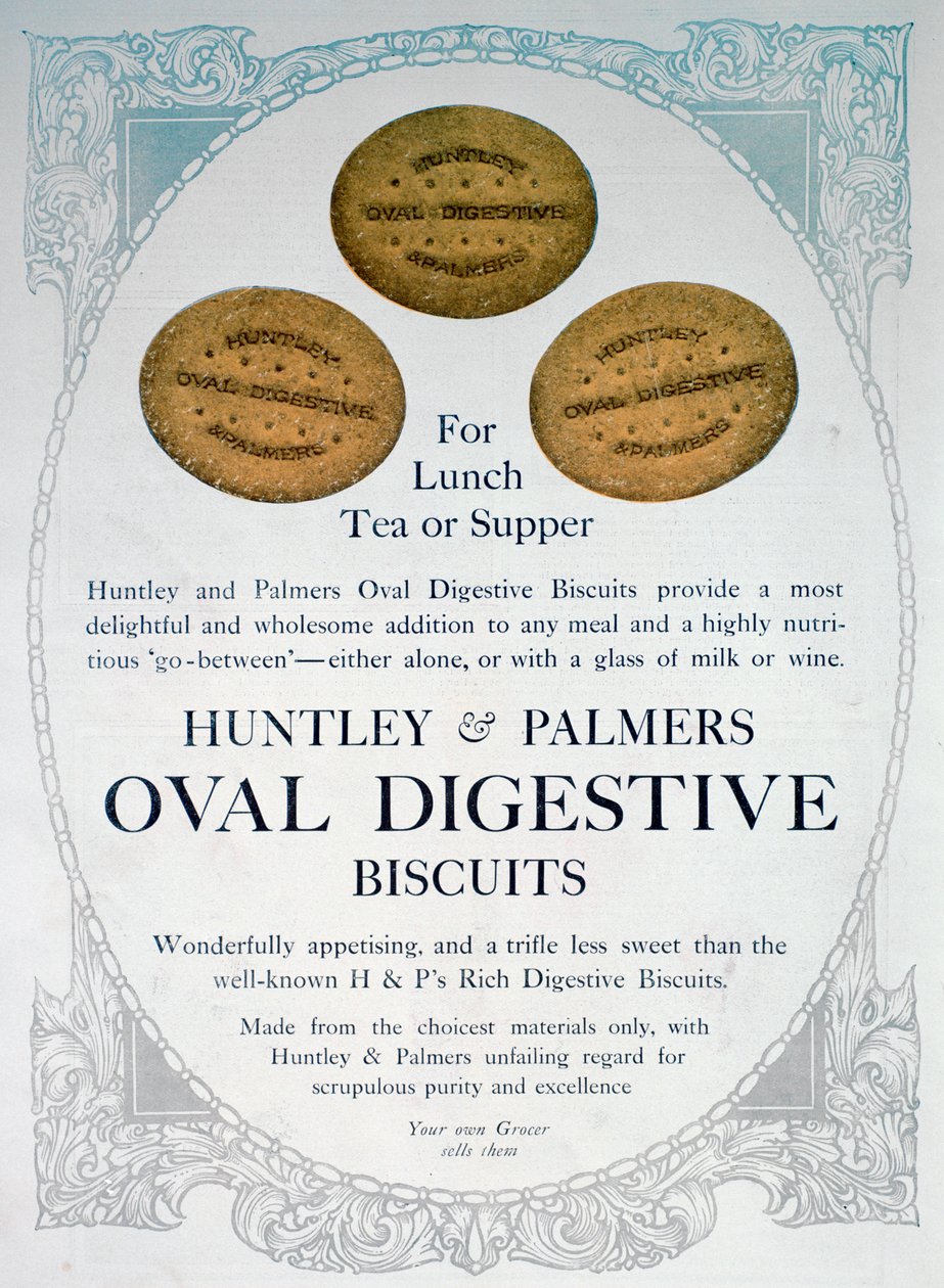 A Huntley és Palmers Oval Digestive Biscuits reklámja, 1909 alkotó: Unbekannt