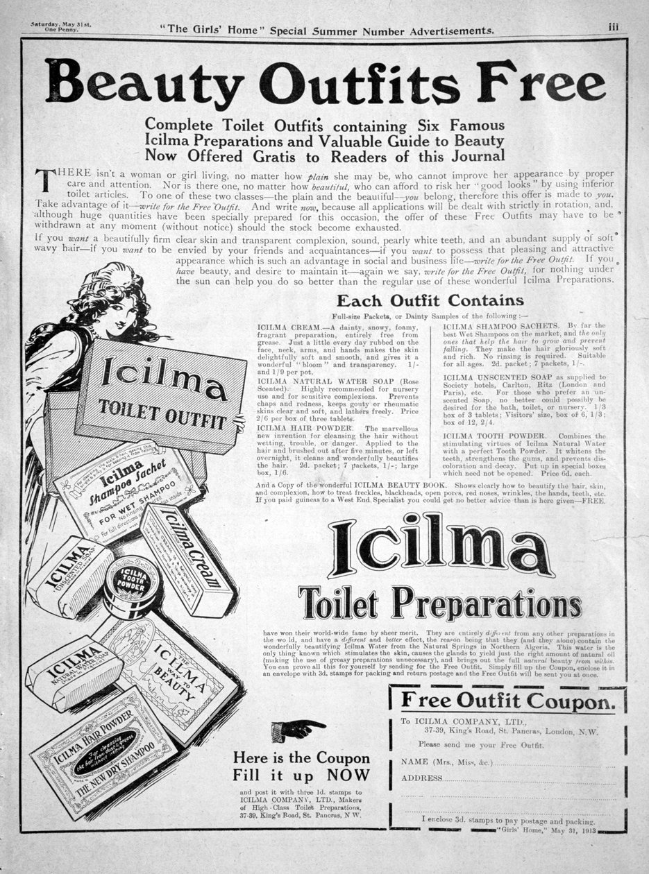 Az Icilma WC-készítmények hirdetése, 1913 alkotó: Unbekannt