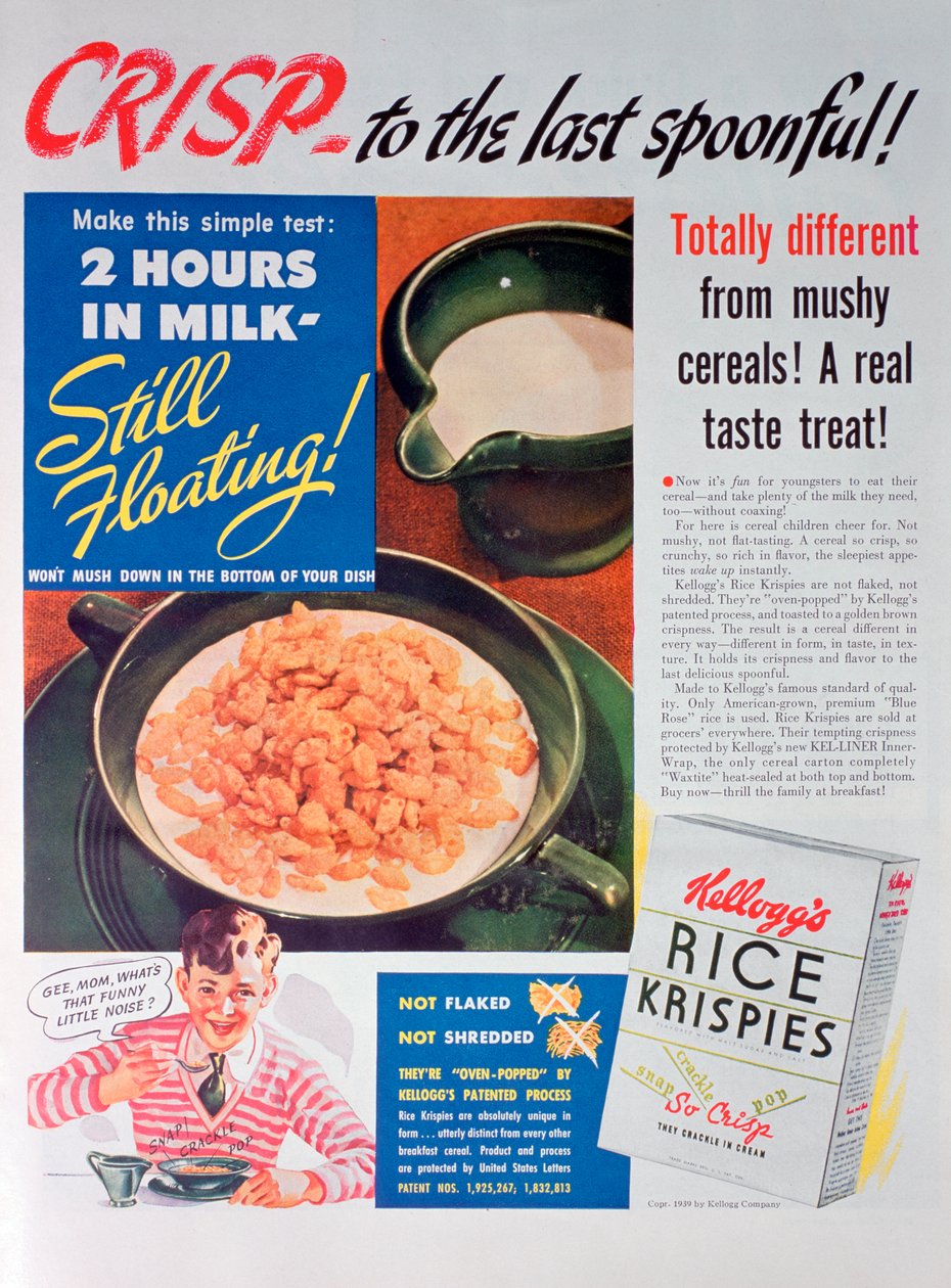 A Kelloggs Rice Krispies reklámja, 1939 alkotó: Unbekannt