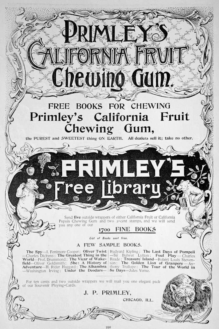 A Primleys California Fruit rágógumi hirdetése, 1894 alkotó: Unbekannt