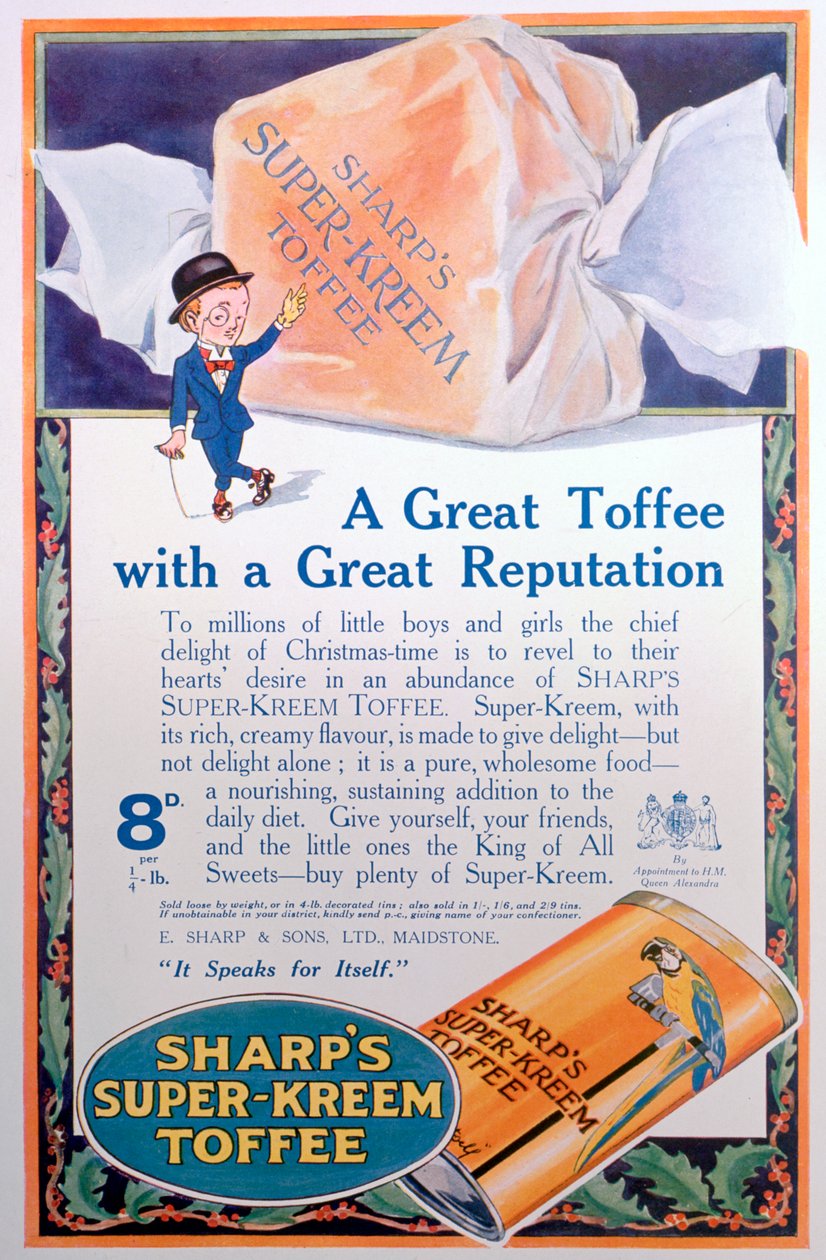 A Sharps Super-Kreem Toffee hirdetése, 1922 alkotó: Unbekannt
