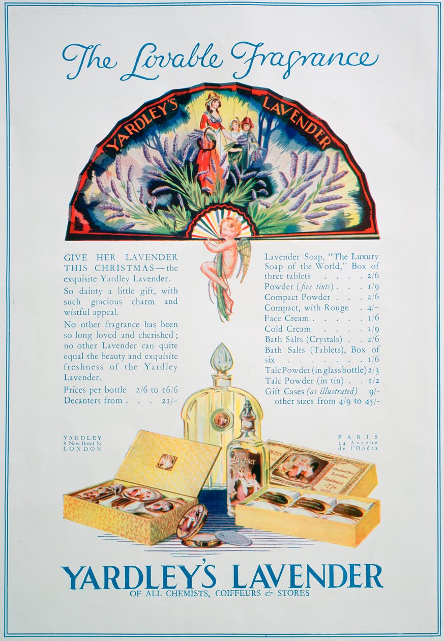 A Yardleys Lavender parfüm és kozmetikumok hirdetése, 1928 alkotó: Unbekannt
