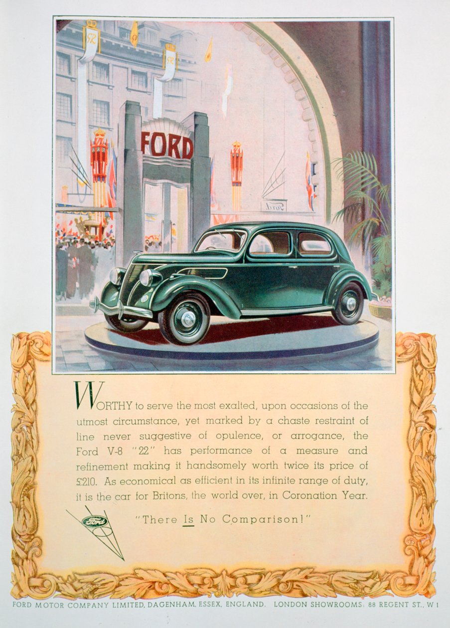 A Ford V8 22 típusú autó hirdetése, 1937 alkotó: Unbekannt