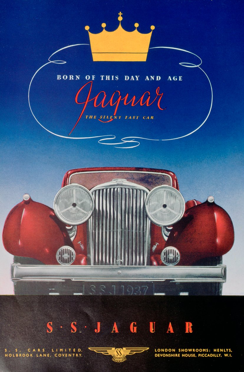 A Jaguar SS autó reklámja, 1937 alkotó: Unbekannt