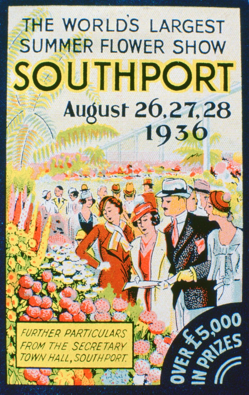 A Southport Flower Show reklámja, Lancashire, 1936 alkotó: Unbekannt