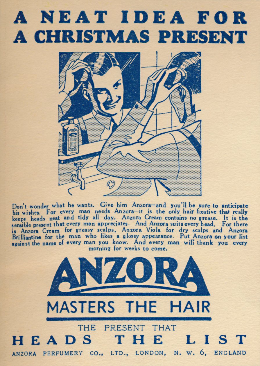 Az Anzora hajrögzítő reklámja, 1936. alkotó: Unbekannt