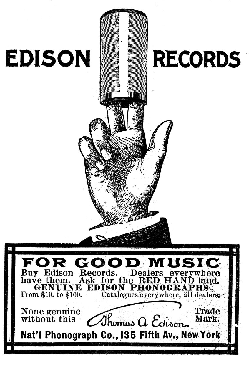 Edison fonográf hengeres felvételek hirdetése, 1900 alkotó: Unbekannt