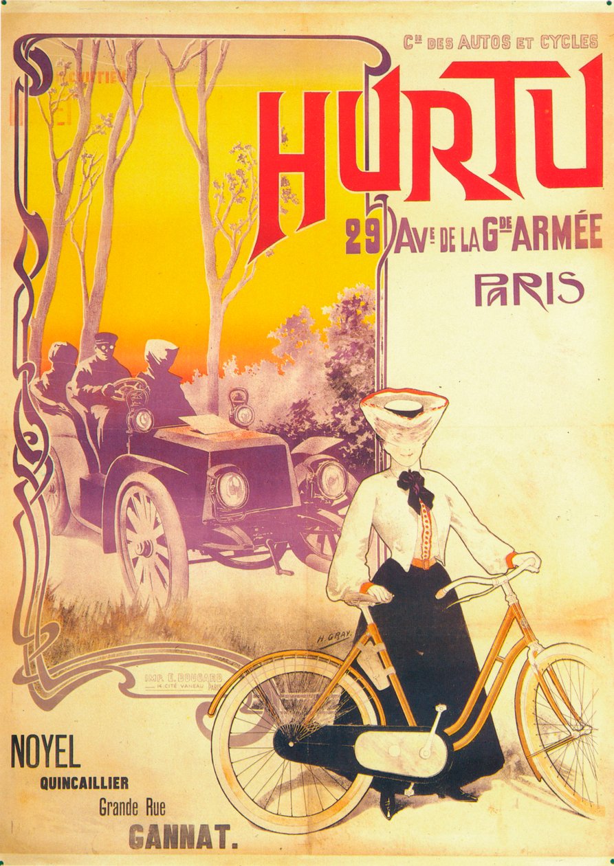 Hurtu autók és kerékpárok hirdetése, c1900-as évek alkotó: Unbekannt