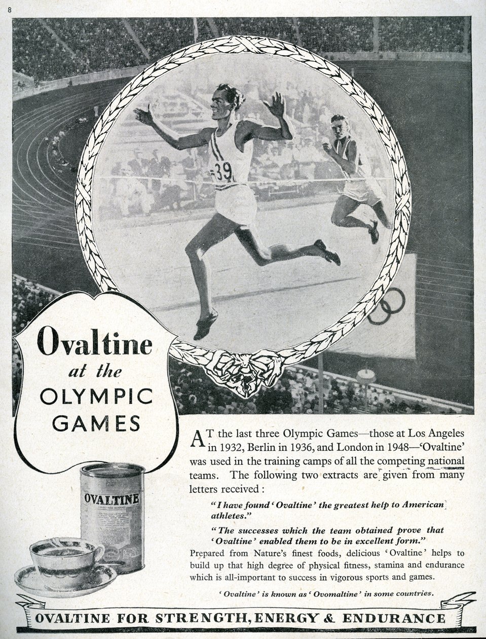 Ovaltine reklámja az 1948-as londoni olimpián (litho) alkotó: Unbekannt