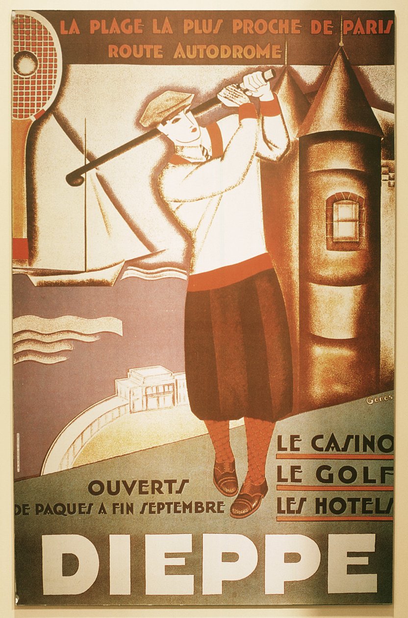 Reklám egy golf üdülőhelyre Dieppe-ben, az 1920-as években alkotó: Unbekannt
