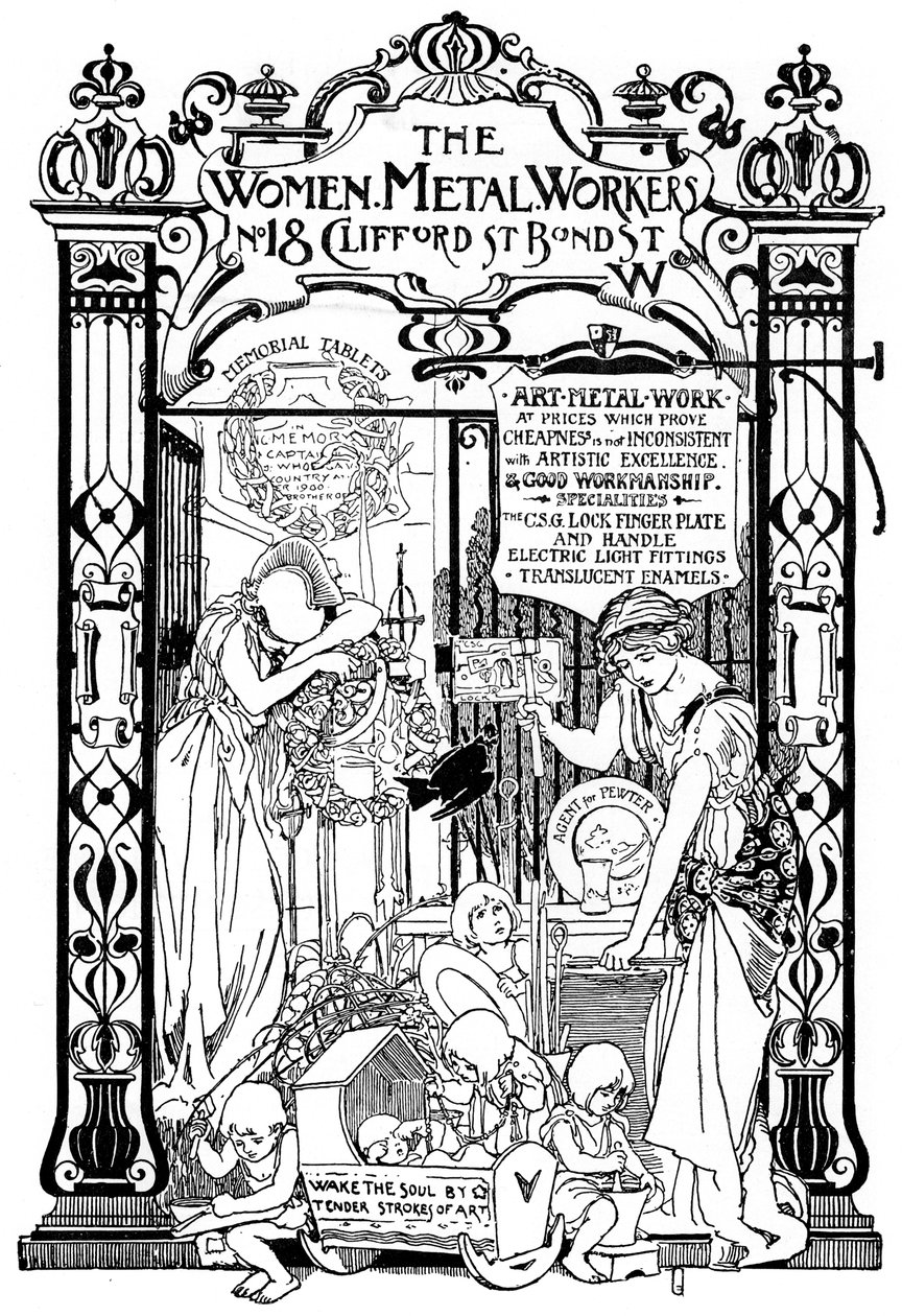 A londoni Metal Workers női cég reklámja, 1901 alkotó: Unbekannt