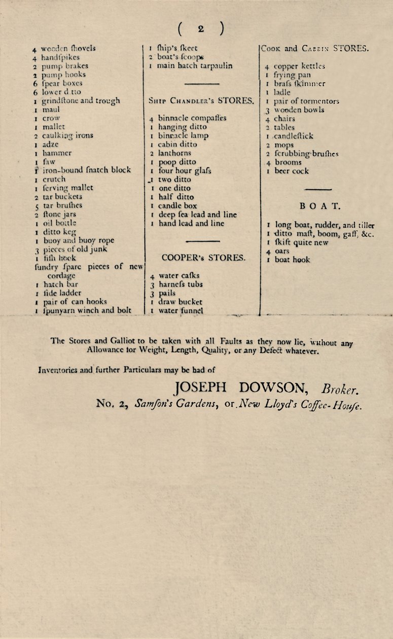 A Candle eladásáról szóló hirdetés a Lloyds-nál, 1796, 1928 alkotó: Unbekannt