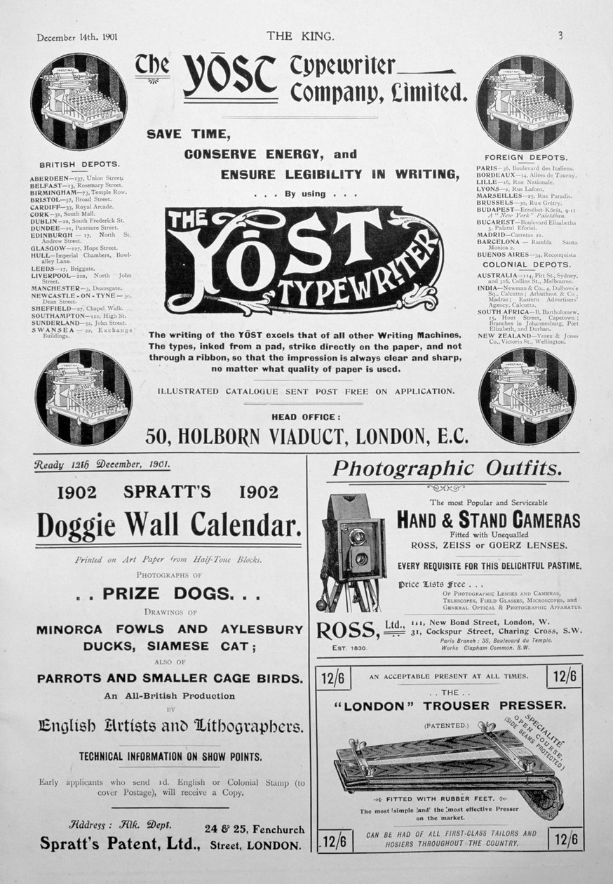 A King magazin hirdetési oldala, 1901. december 14 alkotó: Unbekannt