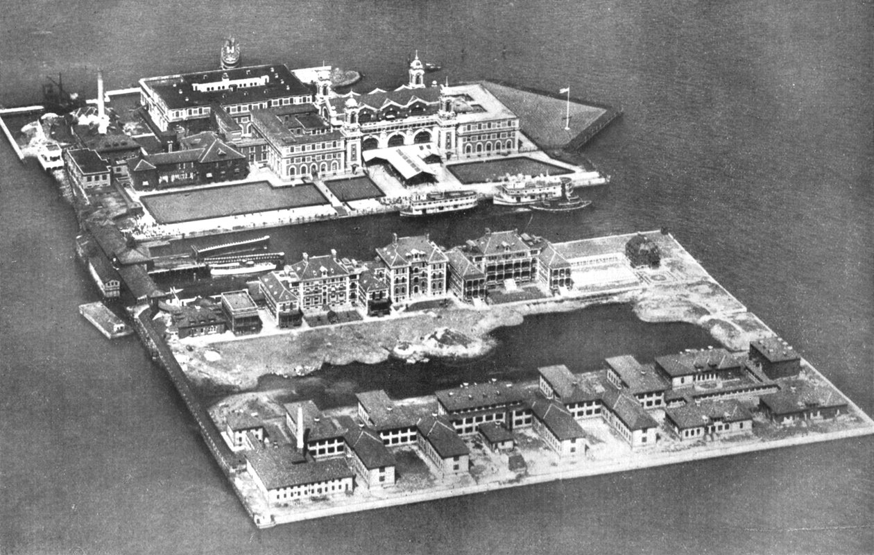 Légifelvétel az Ellis Island bevándorlási állomásról, New York, USA, 1926 alkotó: Unbekannt
