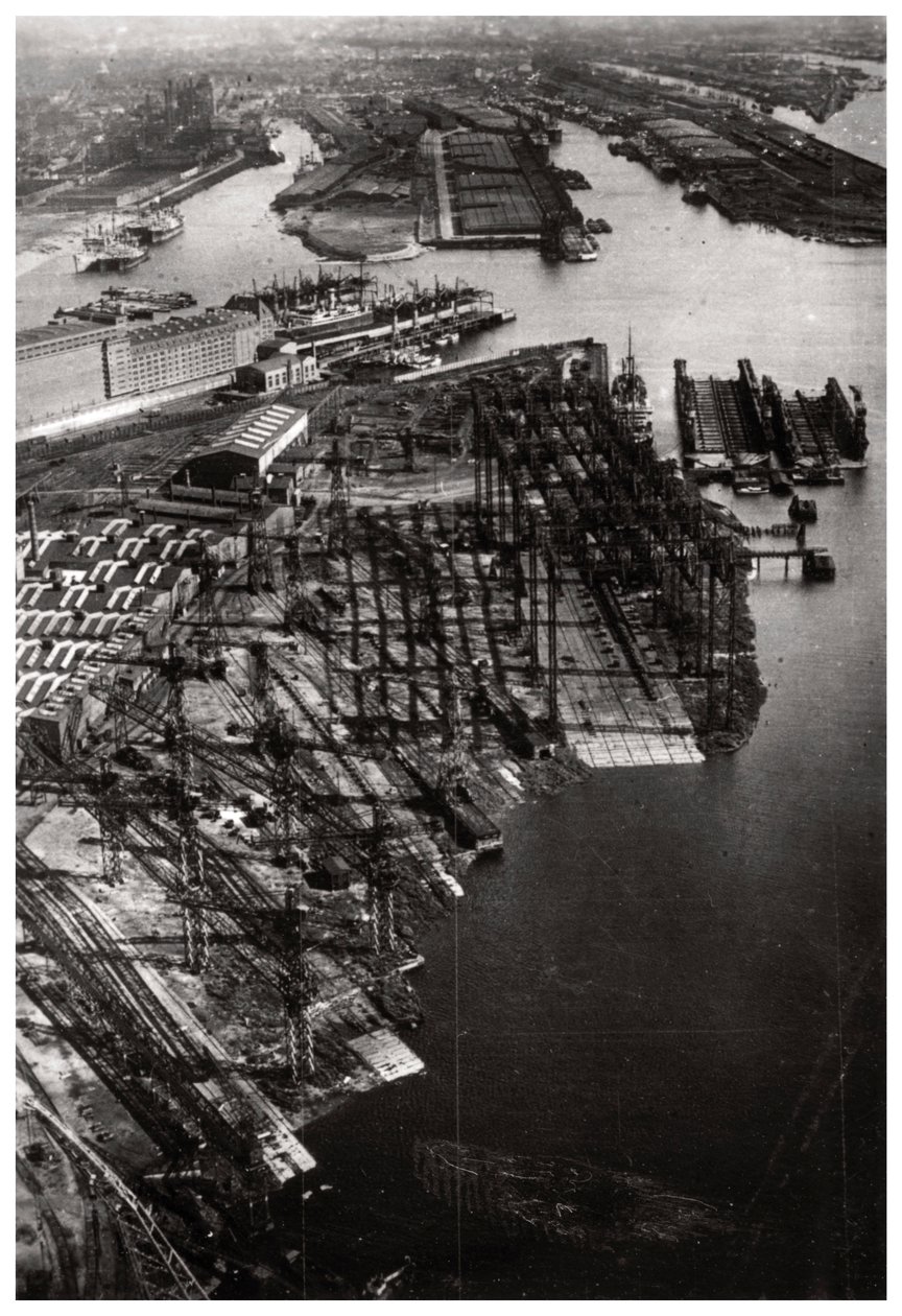 Légi felvétel a Bremer Vulkan hajógyárról, Bremen, Németország, egy Zeppelinről, c1931 1933 alkotó: Unbekannt