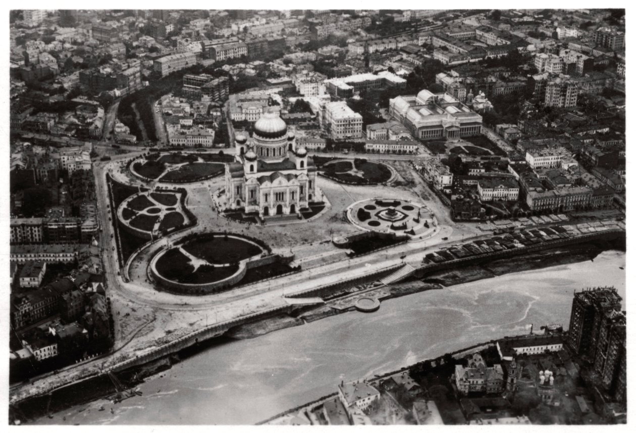 A Megváltó Krisztus-székesegyház légifelvétele, Moszkva, Szovjetunió, Zeppelinről, 1930 1933 alkotó: Unbekannt