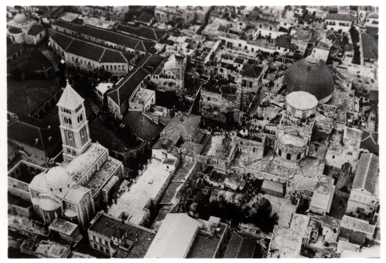 A Szent Sír templom légi felvétele, Jeruzsálem, Palesztina, Zeppelinről, 1931 1933 alkotó: Unbekannt