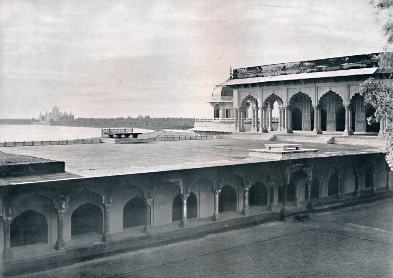 Agra. A Dewan-i-Khas a Taj-t mutatja, c1910. alkotó: Unbekannt