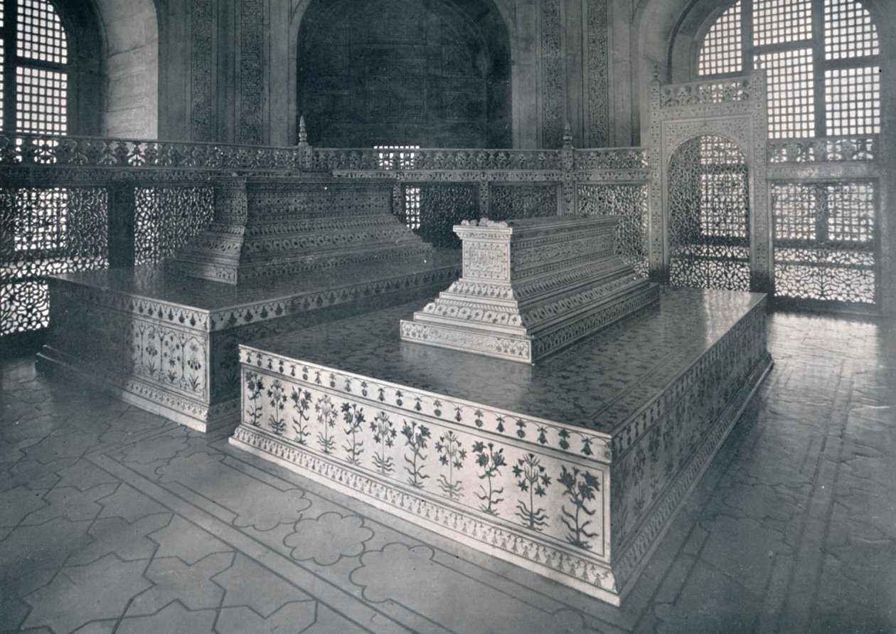 Agra, Mumtaz-I-Mahal és Shahjehan sírjai a Tajban, 1920. alkotó: Unbekannt