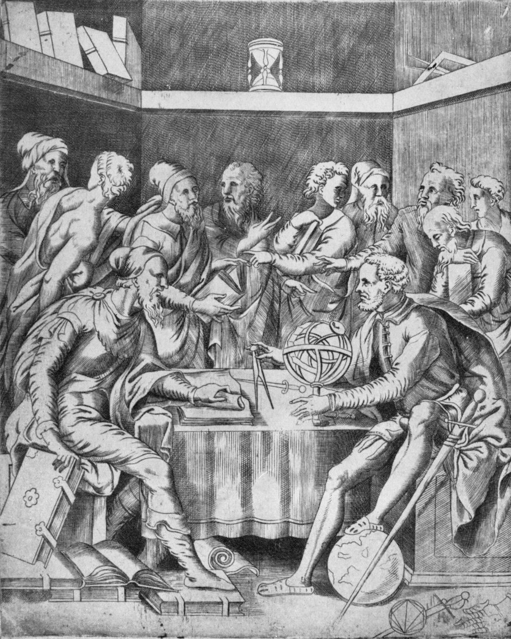 Agrippa tanítványait matematikailag oktatja, 1553, 1936 alkotó: Unbekannt