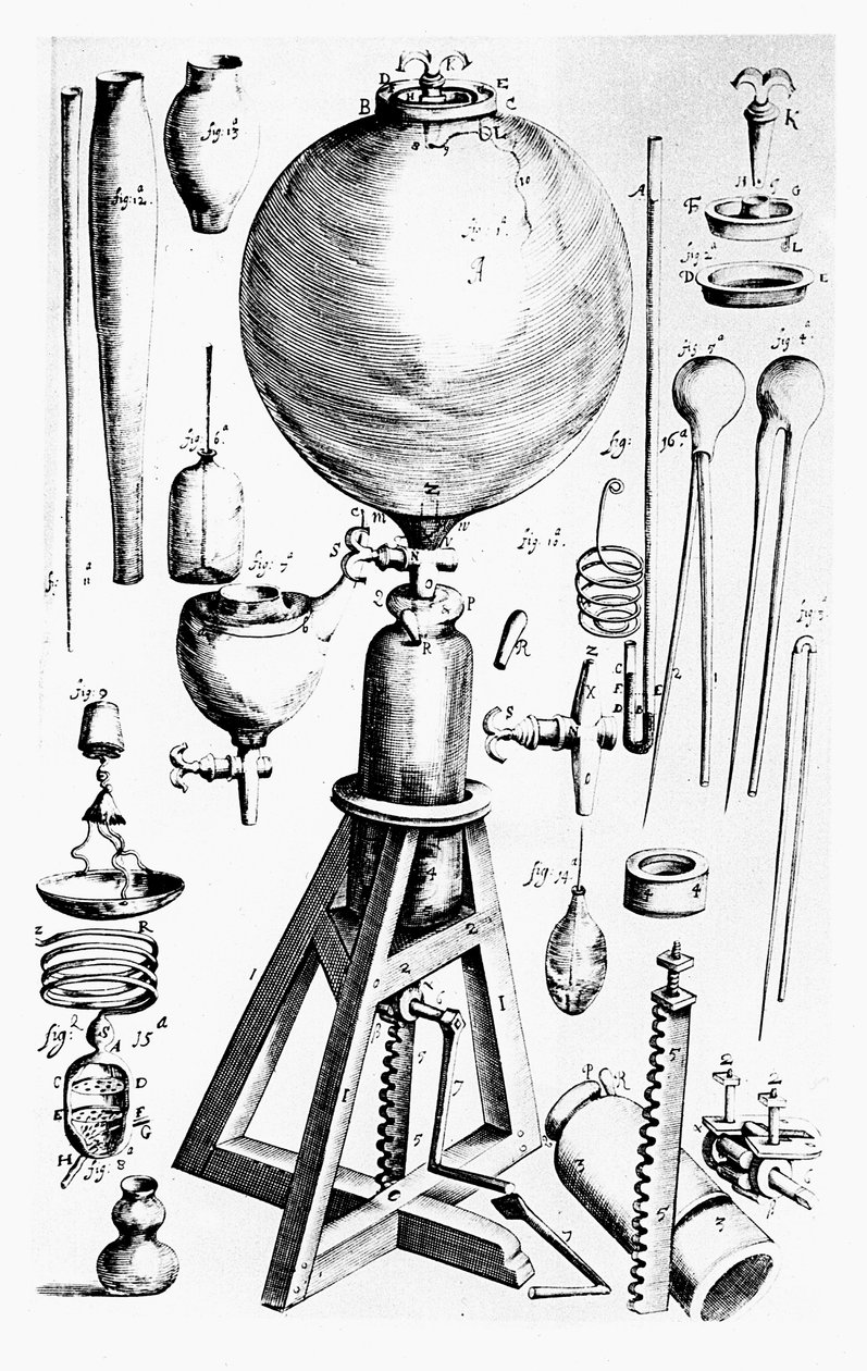 Robert Hooke által Robert Boyle számára épített légszivattyú, 1660 alkotó: Unbekannt