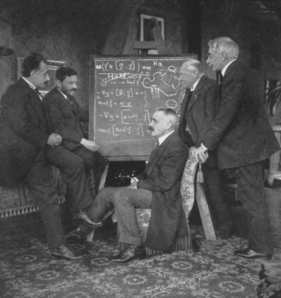 Albert Einstein és más fizikusok Paul Ehrenfests otthonában, Leydenben, Hollandiában alkotó: Unbekannt