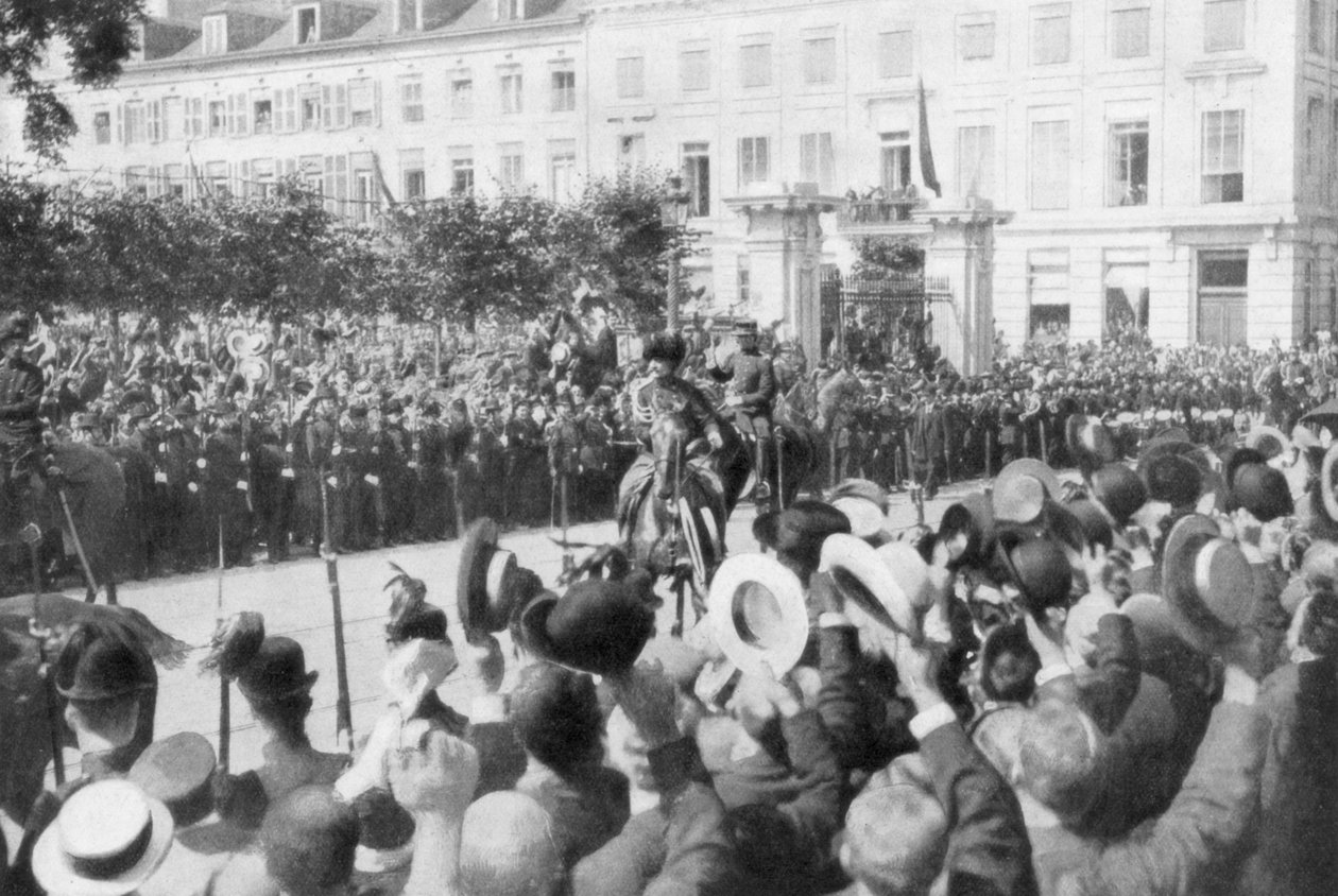 A belga I. Albert úton a parlamentbe, 1914 alkotó: Unbekannt