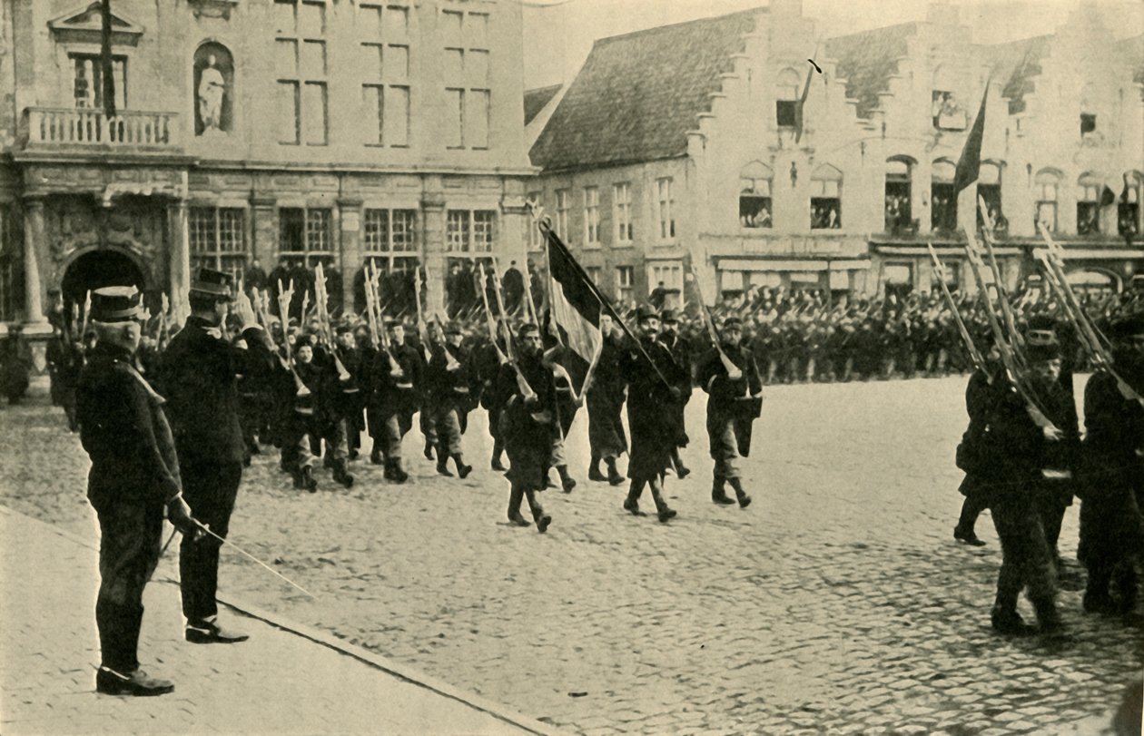 I. Albert belga csapatok áttekintése, első világháború, 1914, c1920. alkotó: Unbekannt