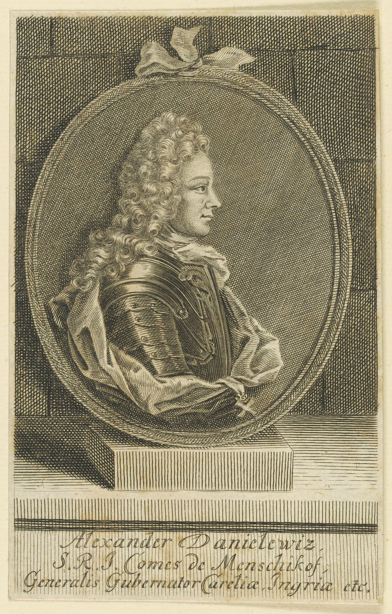 Alekszandr Danilovics Mensikov, Generalissimo, a Szent Római Birodalom hercege, 1705. alkotó: Unbekannt