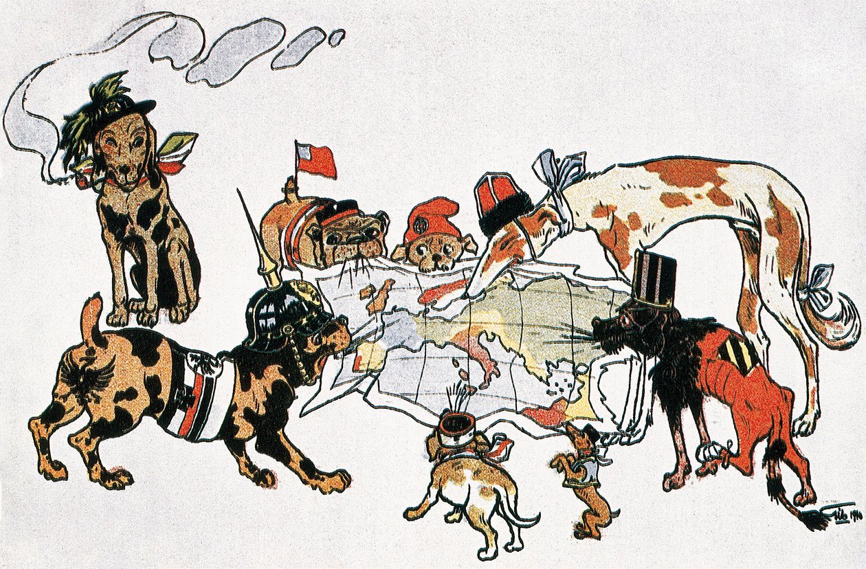 Az első világháború allegorikus karikatúrája alkotó: Unbekannt